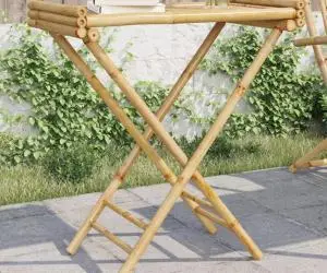 vidaXL Masa pliabilă cu tavă, 70,5x42,5x80 cm, bambus