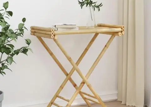 Masa pliabilă cu tavă, 70,5x42,5x80 cm, bambus - 4/5