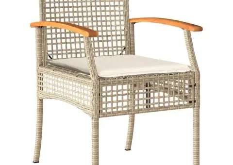 Set mobilier de grădină cu perne, 3 piese, bej, poliratan - 3/5