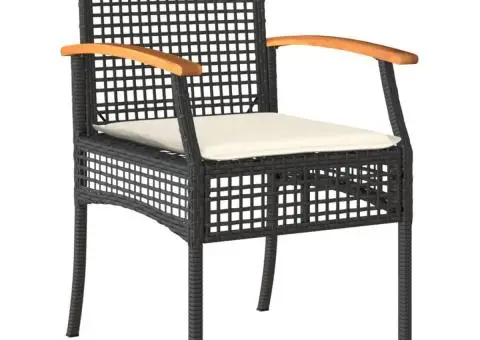 Set mobilier de grădină cu perne, 5 piese, negru, poliratan - 3/5
