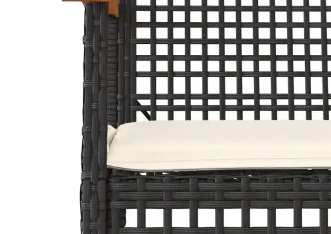 Set mobilier de grădină cu perne, 5 piese, negru, poliratan - 5/5