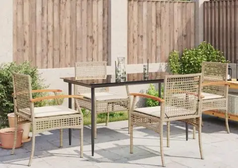 Set mobilier de grădină cu perne, 5 piese, bej, poliratan - 1/5