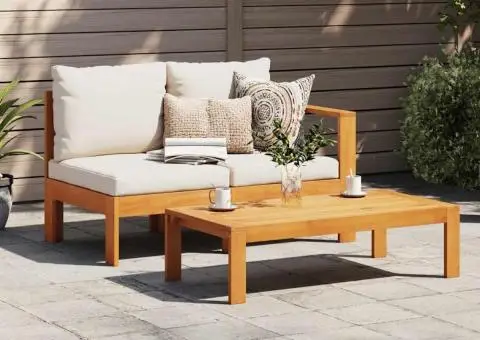 Canapea de grădină cu 1 cotieră/2 locuri, lemn masiv de acacia - 3/5