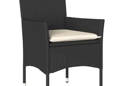 Set mobilier de grădină cu perne 5 piese negru poliratan&sticlă - 3/5
