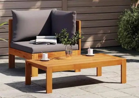 Set canapea de grădină, 2 piese, cu perne, lemn masiv de acacia - 1/5