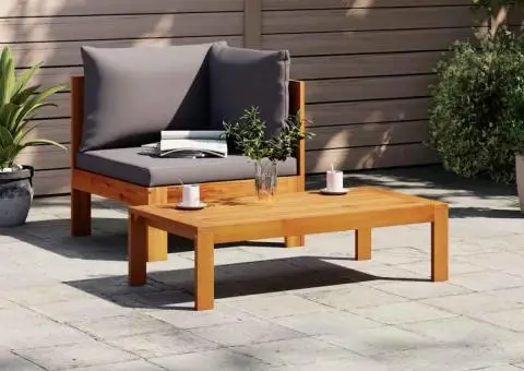 Set canapea de grădină, 2 piese, cu perne, lemn masiv de acacia - 3/5