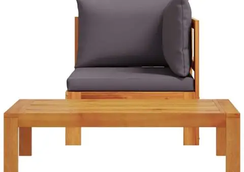 Set canapea de grădină, 2 piese, cu perne, lemn masiv de acacia - 4/5