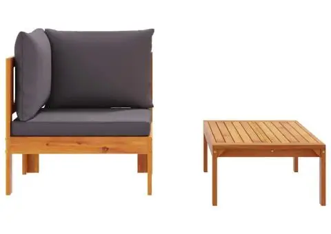 Set canapea de grădină, 2 piese, cu perne, lemn masiv de acacia - 5/5