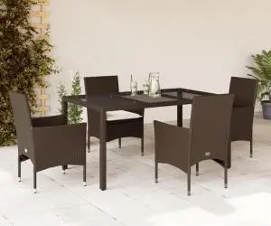 vidaXL Set mobilier de grădină cu perne 5 piese maro poliratan&sticlă