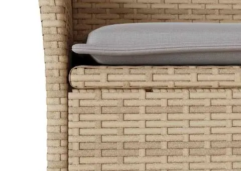 Set mobilier de grădină cu perne 9 piese bej poliratan & sticlă - 5/5