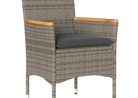 Set mobilier grădină cu perne 3 piese gri poliratan/lemn acacia - 3/5