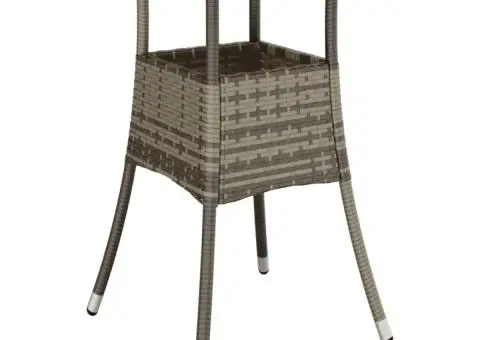 Set mobilier grădină cu perne 3 piese gri poliratan/lemn acacia - 4/5