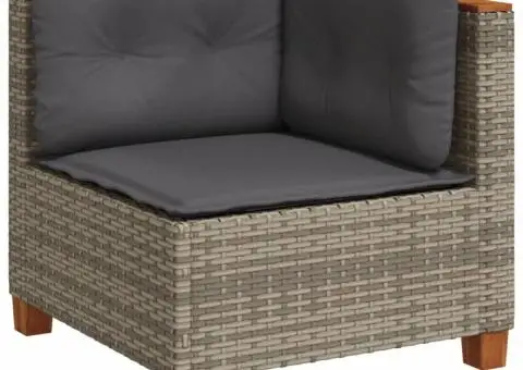 Set canapele de grădină, 9 piese, cu perne, gri, poliratan - 3/5