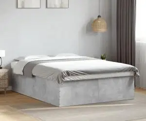 vidaXL Cadru de pat, gri beton, 160x200 cm, lemn prelucrat
