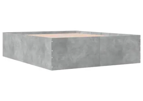 Cadru de pat, gri beton, 160x200 cm, lemn prelucrat - 3/5