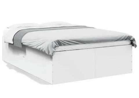 Cadru de pat, alb ,135x190 cm, lemn prelucrat - 2/5