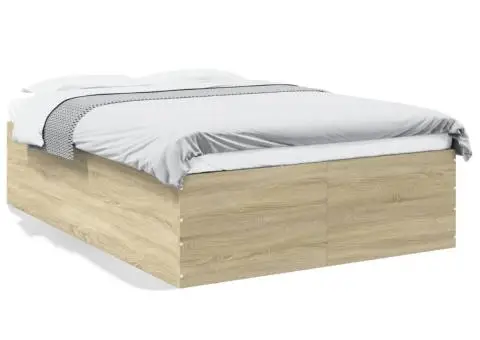 Cadru de pat, stejar sonoma, 135x190 cm, lemn prelucrat - 2/5
