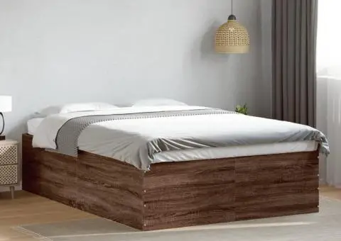 Cadru de pat, stejar maro, 135x190 cm, lemn prelucrat - 1/5
