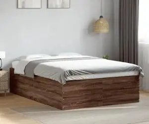 vidaXL Cadru de pat, stejar maro, 135x190 cm, lemn prelucrat