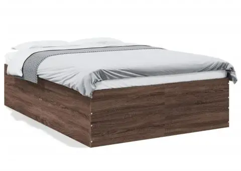 Cadru de pat, stejar maro, 135x190 cm, lemn prelucrat - 2/5