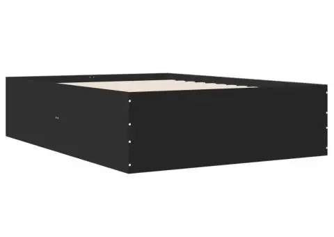 Cadru de pat, negru, 120x190 cm, lemn prelucrat - 3/5
