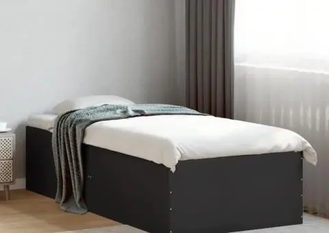 Cadru de pat, negru, 100x200 cm, lemn prelucrat - 1/5