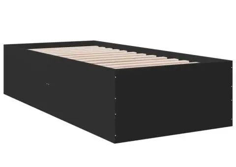 Cadru de pat, negru, 100x200 cm, lemn prelucrat - 3/5