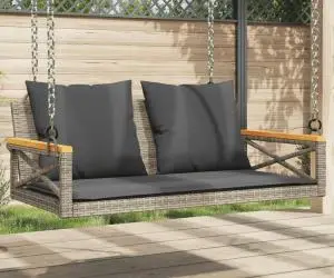 vidaXL Bancă de balansoar cu perne, gri, 109x62x40 cm, poliratan