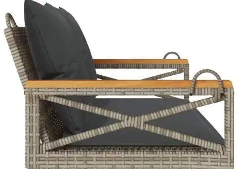 Bancă de balansoar cu perne, gri, 109x62x40 cm, poliratan - 5/5