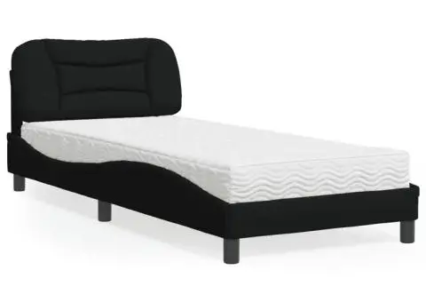 Pat cu saltea, negru, 80x200 cm, textil - 1/3