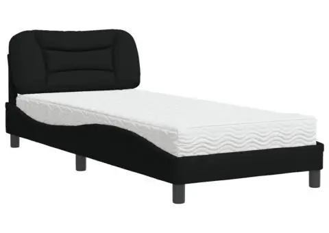 Pat cu saltea, negru, 80x200 cm, textil - 2/3