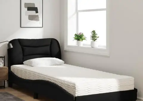 Pat cu saltea, negru, 80x200 cm, textil - 3/3