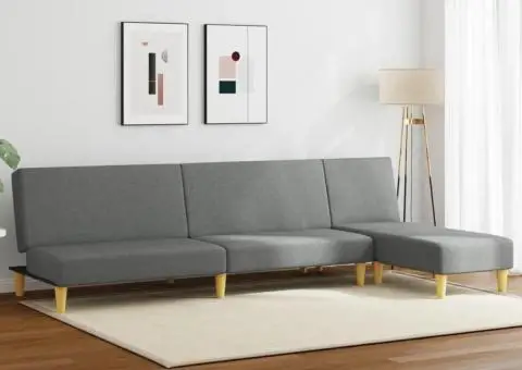 Set de canapele, 2 piese, gri închis, material textil - 1/5