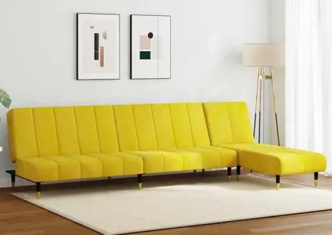 Set canapea 2 piese, galben, catifea - 1/5