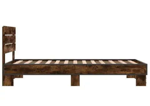 Cadru de pat, stejar fumuriu, 90x190cm, lemn prelucrat și metal - 5/5