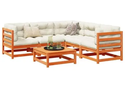 Canapea de grădină cu 6 locuri, maro ceruit, lemn masiv de pin - 1/5