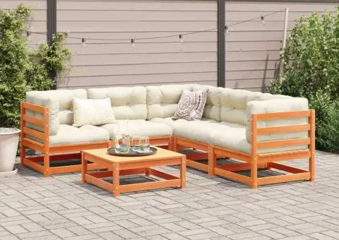 Canapea de grădină cu 6 locuri, maro ceruit, lemn masiv de pin - 3/5