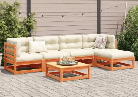Set mobilier de grădină cu perne, 6 piese, lemn masiv de pin - 3/5