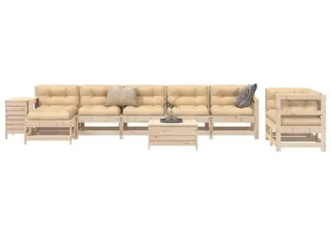 Set canapea de grădină, 10 piese, lemn masiv de pin - 1/5