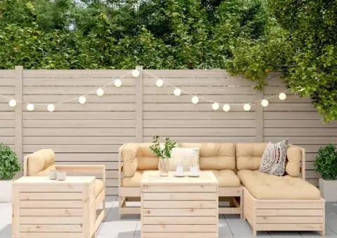 Set canapea de grădină, 7 piese, lemn masiv de pin - 3/5