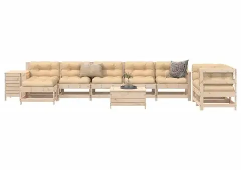 Set canapea de grădină, 10 piese, lemn masiv de pin - 1/5