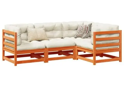 Set canapea de grădină, 4 piese, maro ceruit, lemn masiv de pin - 1/5