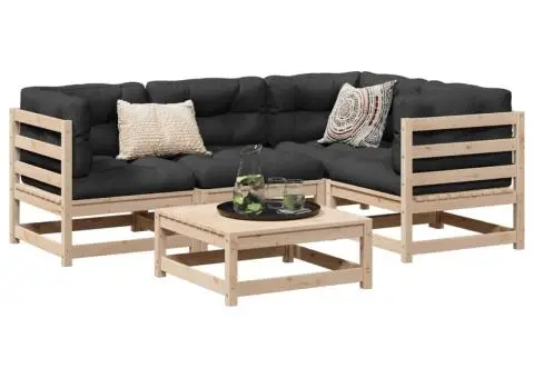 Set canapele de grădină cu perne, 5 piese, lemn masiv de pin - 1/5