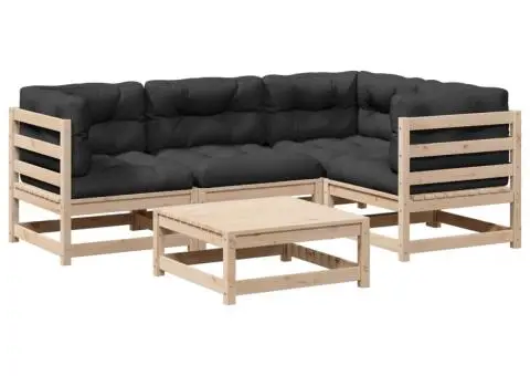 Set canapele de grădină cu perne, 5 piese, lemn masiv de pin - 2/5