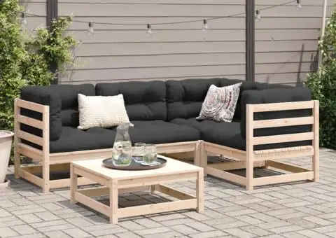 Set canapele de grădină cu perne, 5 piese, lemn masiv de pin - 3/5