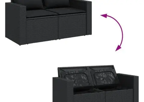 Set canapele de grădină, 12 piese, cu perne, negru, poliratan - 4/5