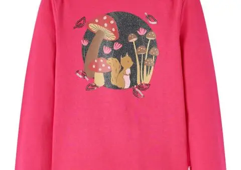 Tricou pentru copii cu mâneci lungi, roz aprins, 104 - 1/5