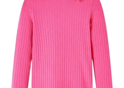 Tricou de copii cu mâneci lungi, tricot cu nervuri, roz aprins, 92 - 1/5