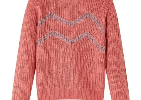 Pulover pentru copii tricotat, roz mediu, 116 - 1/5