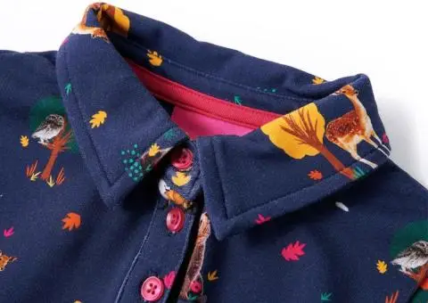 Rochie de copii cu mâneci lungi și șnur bleumarin 140 - 3/5